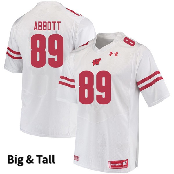 Wisconsin Badgers Men's #89 A.J. Abbott NCAA Under Armour Authentic White Big & Tall College Stitched Football Jersey DO40B45TB